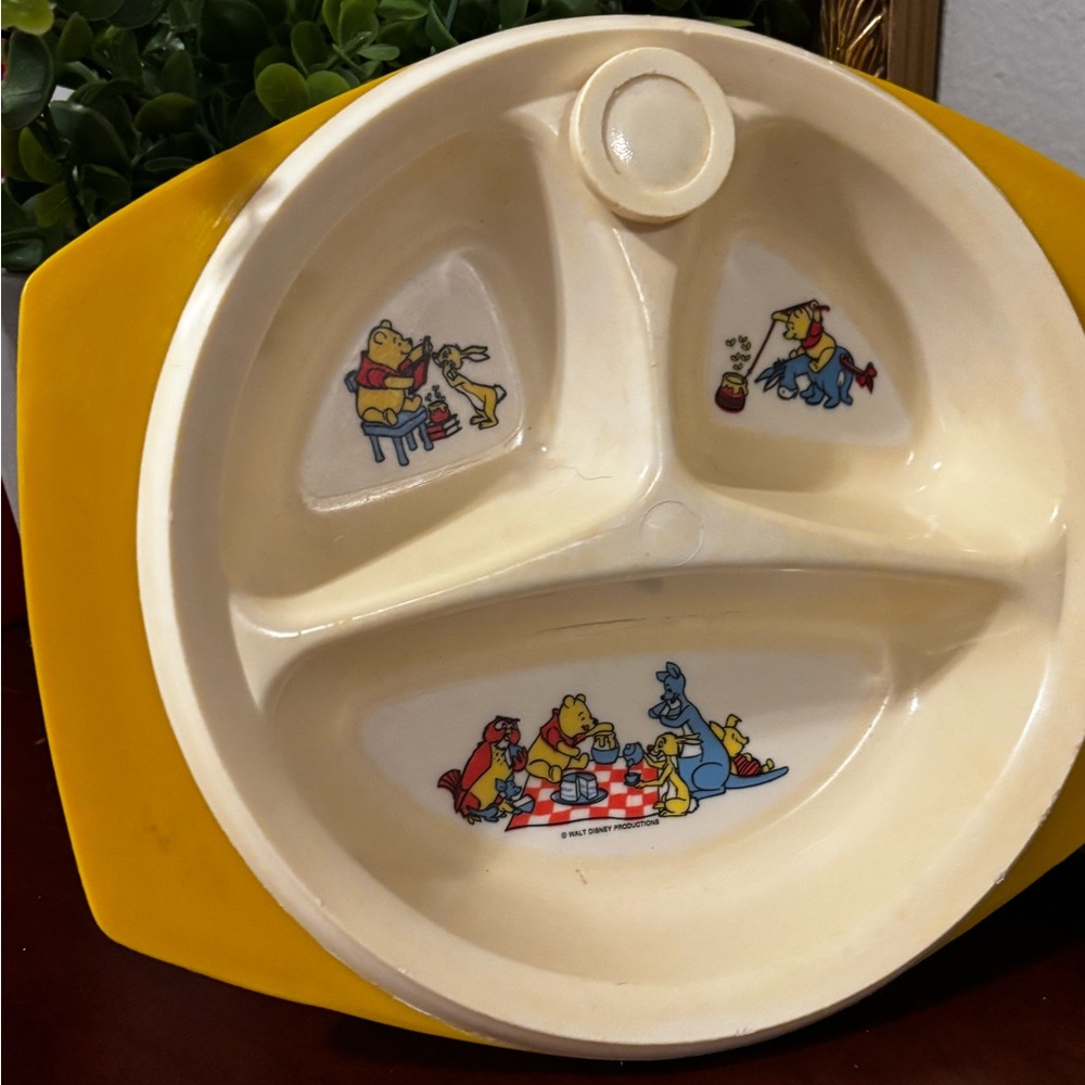 Vintage Baby Dish By Disney Winnie the Pooh Divided Plate